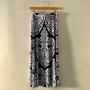 INC White and Navy blue maxi skirt